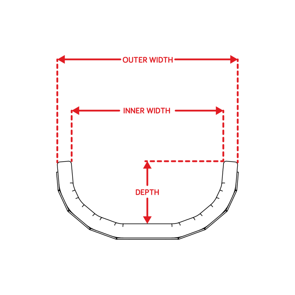 Top view line drawing of Zygo back support deep contour on a white background.