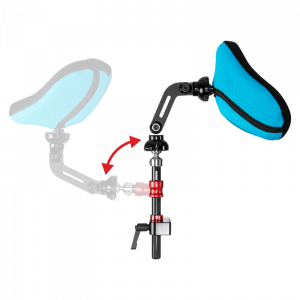 Side view of Stylo 160 Flip Down head support mechanism on white background.