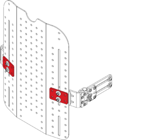 Spex lateral Reinforcement Plate drawing with red-highlighted brackets showing trunk support adjustability.