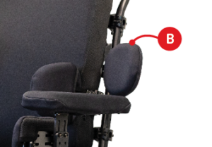 Spex Lateral shown mounted to the side of wheelchair for upper arm or elbow support 