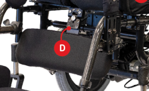 Spex lateral attached to the wheelchair leg canes to provide a rigid calf panel. 