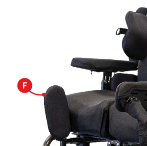 Spex lateral attached to the end of the wheelchair cushion to provide more knee support