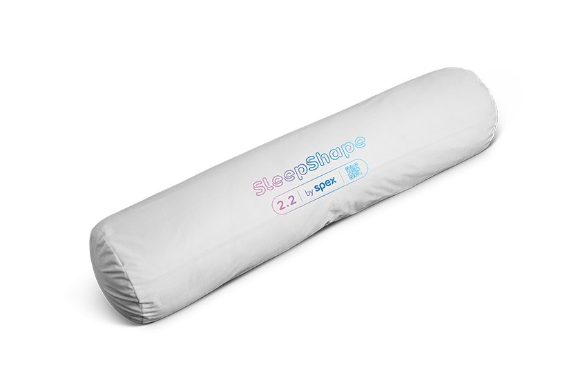 SleepShape Cushion 2.2 (Cylinder) shown with white comfy cover.