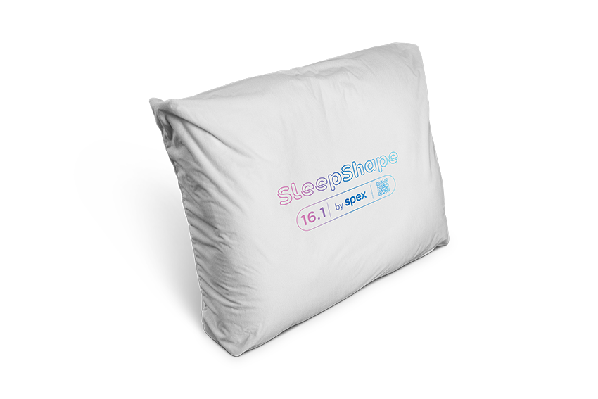 SleepShape Cushion 16.1 (Occiput) shown with white comfy cover, facing diagonal right.