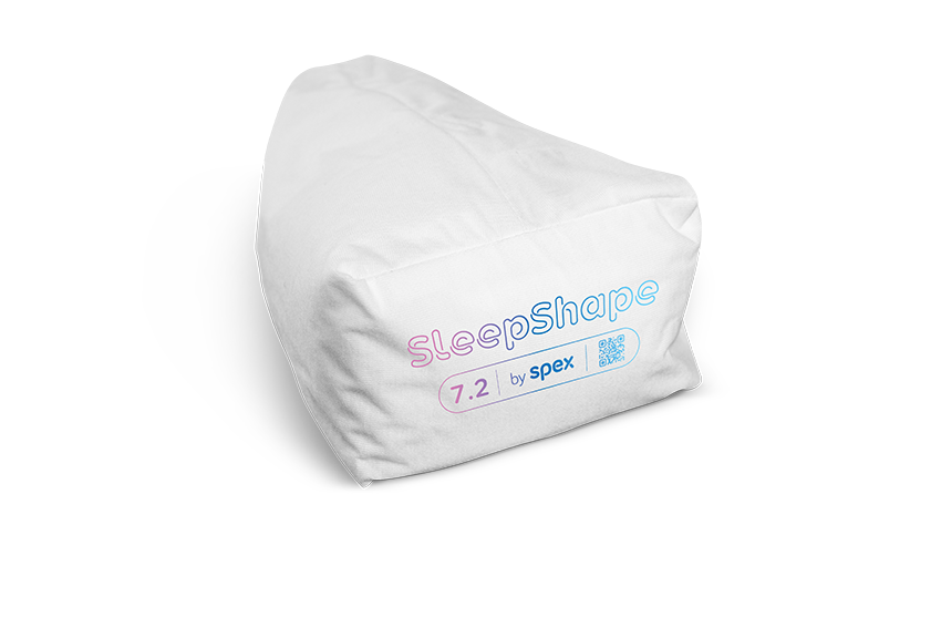 SleepShape Cushion 7.2 (abduction) shown with white comfy cover.